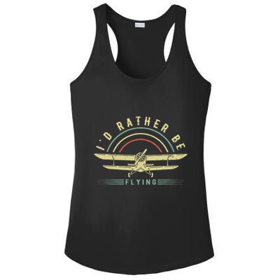 Funny Pilot I'd Rather Be Flying Airplane Pilot Gift Ladies PosiCharge Competitor Racerback Tank