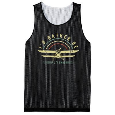 Funny Pilot I'd Rather Be Flying Airplane Pilot Gift Mesh Reversible Basketball Jersey Tank