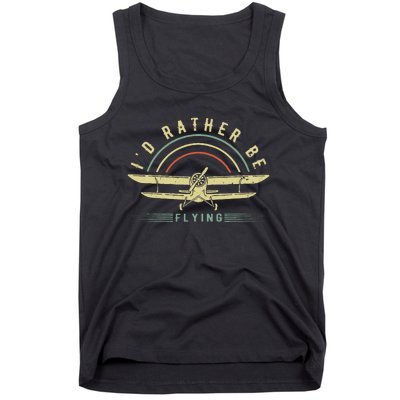 Funny Pilot I'd Rather Be Flying Airplane Pilot Gift Tank Top