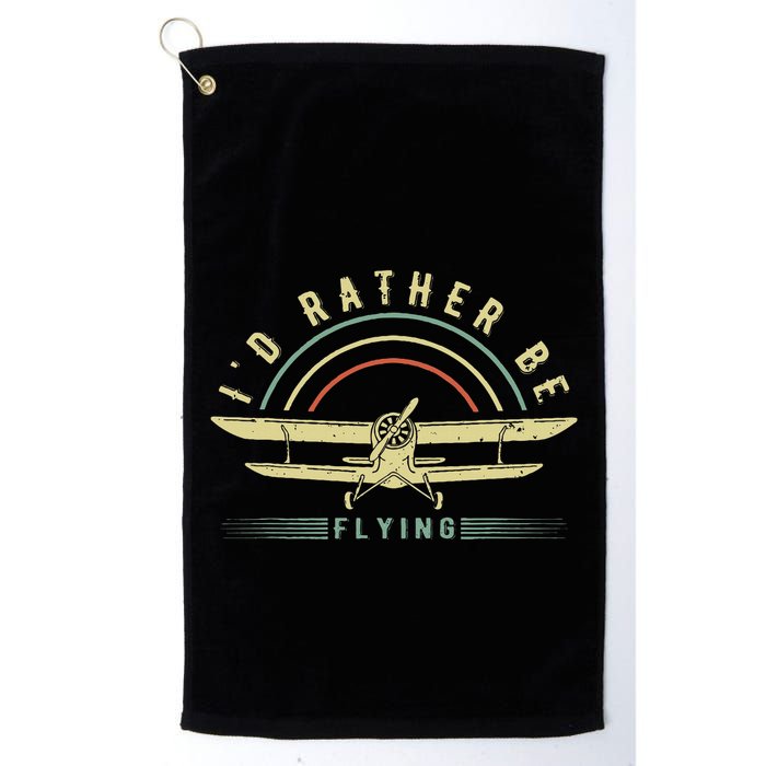 Funny Pilot I'd Rather Be Flying Airplane Pilot Gift Golf Towel