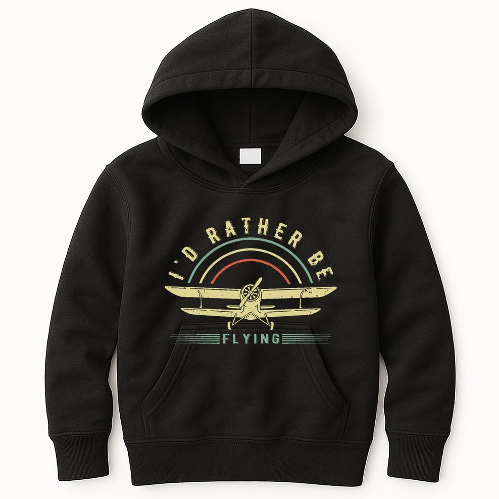 Funny Pilot I'd Rather Be Flying Airplane Pilot Gift Kids Hoodie