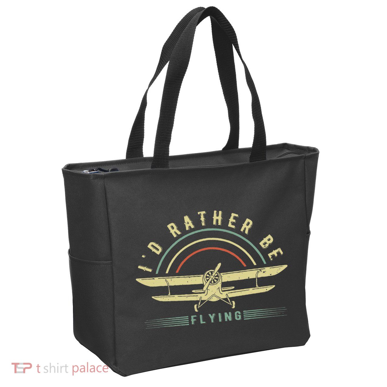 Funny Pilot I'd Rather Be Flying Airplane Pilot Gift Zip Tote Bag