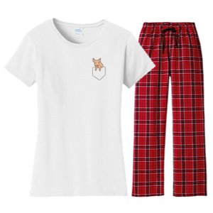 Funny Pig In A Pocket Funny Pig Pocket Pig Women's Flannel Pajama Set