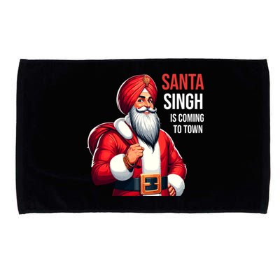 Funny Punjabi Indian Santa Singh Is Coming To Town Gift Microfiber Hand Towel