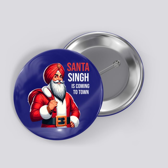 Funny Punjabi Indian Santa Singh Is Coming To Town Gift Button