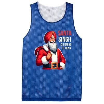 Funny Punjabi Indian Santa Singh Is Coming To Town Gift Mesh Reversible Basketball Jersey Tank