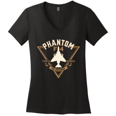 F4 Phantom Ii Naval Fighter Bomber Jet Interceptor Aircraft Women's V-Neck T-Shirt