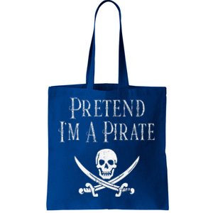 Fun Pretend Im A Pirate Lazy Halloween Costume Skull Swords Tote Bag