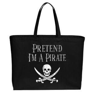 Fun Pretend Im A Pirate Lazy Halloween Costume Skull Swords Cotton Canvas Jumbo Tote