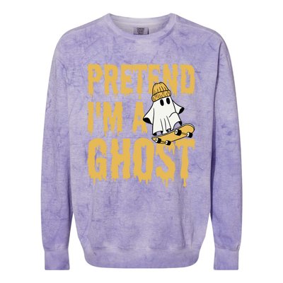 Funny Pretend I’M A Ghost Skateboard Cute Halloween Gift Colorblast Crewneck Sweatshirt