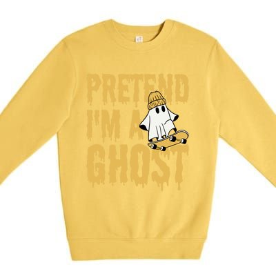 Funny Pretend I’M A Ghost Skateboard Cute Halloween Gift Premium Crewneck Sweatshirt