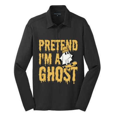 Funny Pretend I’M A Ghost Skateboard Cute Halloween Gift Silk Touch Performance Long Sleeve Polo