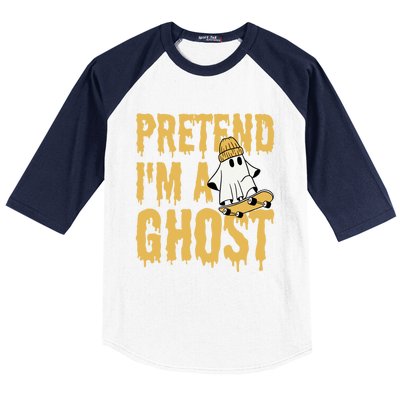 Funny Pretend I’M A Ghost Skateboard Cute Halloween Gift Baseball Sleeve Shirt