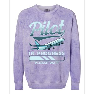 Funny Pilot In Progress Please Wait Airplane Piloting Gift Colorblast Crewneck Sweatshirt