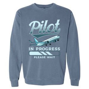 Funny Pilot In Progress Please Wait Airplane Piloting Gift Garment-Dyed Sweatshirt