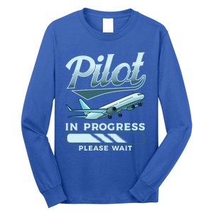 Funny Pilot In Progress Please Wait Airplane Piloting Gift Long Sleeve Shirt