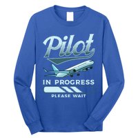 Funny Pilot In Progress Please Wait Airplane Piloting Gift Long Sleeve Shirt