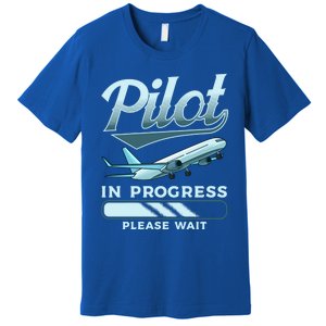 Funny Pilot In Progress Please Wait Airplane Piloting Gift Premium T-Shirt