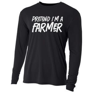 funny Pretend I'm A farmer Costume Halloween Lazy Cooling Performance Long Sleeve Crew