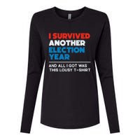 Funny Political I Survived Another 2024 Election President Womens Cotton Relaxed Long Sleeve T-Shirt