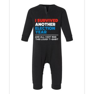 Funny Political I Survived Another 2024 Election President Infant Fleece One Piece