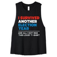 Funny Political I Survived Another 2024 Election President Women's Racerback Cropped Tank