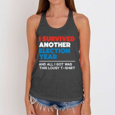 Funny Political I Survived Another 2024 Election President Women's Knotted Racerback Tank