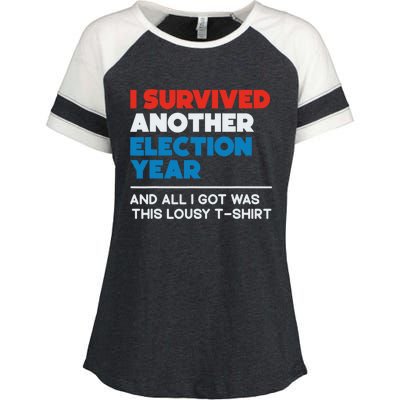 Funny Political I Survived Another 2024 Election President Enza Ladies Jersey Colorblock Tee