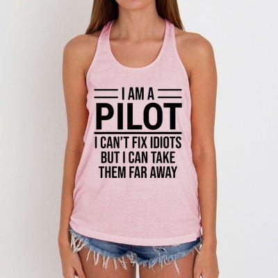 Funny Pilot I Am A Pilot I Cant Fix Idiots Sarcasm Women's Knotted Racerback Tank