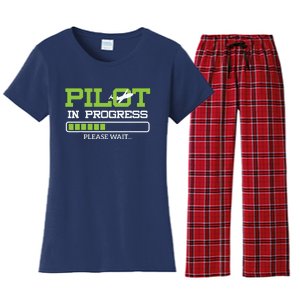 Funny Pilot In Progress Flight Student Gift Idea Women's Flannel Pajama Set