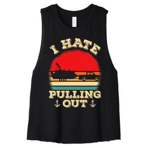 Funny Pontooning I Hate Pulling Pontoon Captain Boating Women's Racerback Cropped Tank