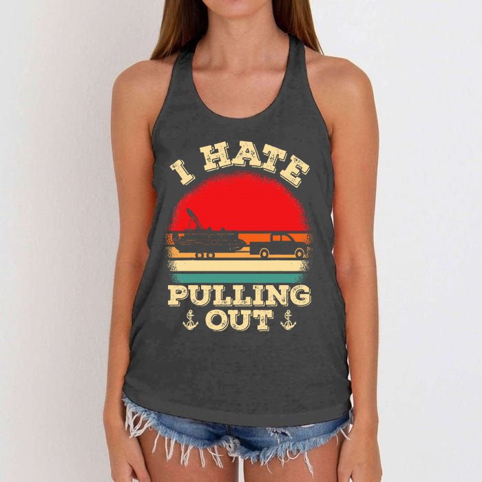 Funny Pontooning I Hate Pulling Pontoon Captain Boating Women's Knotted Racerback Tank