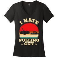 Funny Pontooning I Hate Pulling Pontoon Captain Boating Women's V-Neck T-Shirt