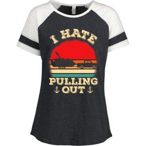 Funny Pontooning I Hate Pulling Pontoon Captain Boating Enza Ladies Jersey Colorblock Tee