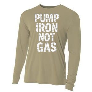 Funny Pump Iron Not Gas Gym Fitness Pun Cooling Performance Long Sleeve Crew