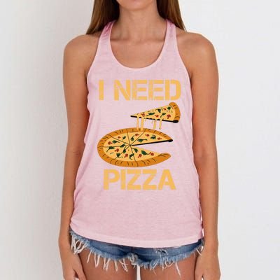 Funny Pizza I Need Pizza Women's Knotted Racerback Tank