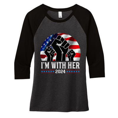 Fist Pump IM With Her Kamala Harris 2024 For President Women's Tri-Blend 3/4-Sleeve Raglan Shirt