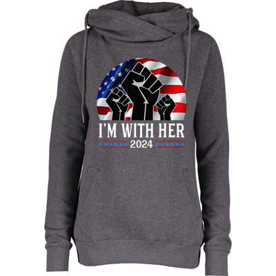 Fist Pump IM With Her Kamala Harris 2024 For President Womens Funnel Neck Pullover Hood