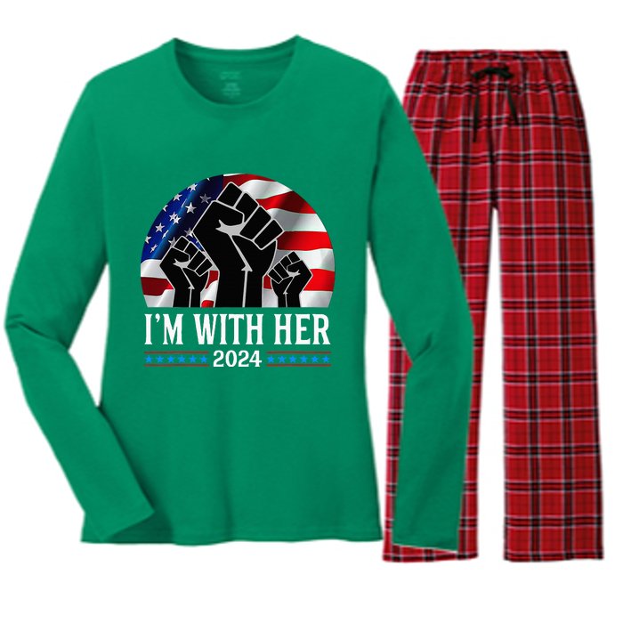 Fist Pump IM With Her Kamala Harris 2024 For President Women's Long Sleeve Flannel Pajama Set 