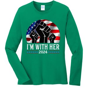 Fist Pump IM With Her Kamala Harris 2024 For President Ladies Long Sleeve Shirt