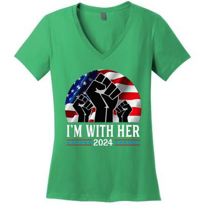 Fist Pump IM With Her Kamala Harris 2024 For President Women's V-Neck T-Shirt