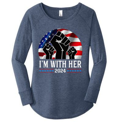 Fist Pump IM With Her Kamala Harris 2024 For President Women's Perfect Tri Tunic Long Sleeve Shirt