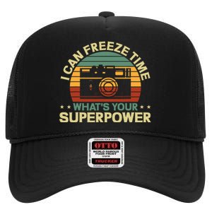 Funny Photographer I Can Freeze Time Photography High Crown Mesh Back Trucker Hat