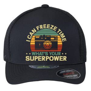 Funny Photographer I Can Freeze Time Photography Flexfit Unipanel Trucker Cap