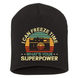 Funny Photographer I Can Freeze Time Photography Short Acrylic Beanie