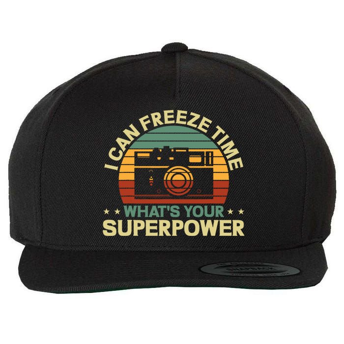 Funny Photographer I Can Freeze Time Photography Wool Snapback Cap