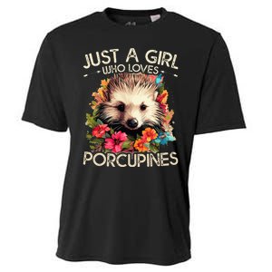 Floral Porcupine Just A Girl Who Loves Porcupines Cooling Performance Crew T-Shirt