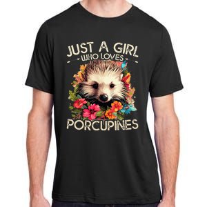 Floral Porcupine Just A Girl Who Loves Porcupines Adult ChromaSoft Performance T-Shirt