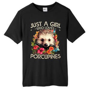 Floral Porcupine Just A Girl Who Loves Porcupines Tall Fusion ChromaSoft Performance T-Shirt