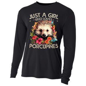 Floral Porcupine Just A Girl Who Loves Porcupines Cooling Performance Long Sleeve Crew